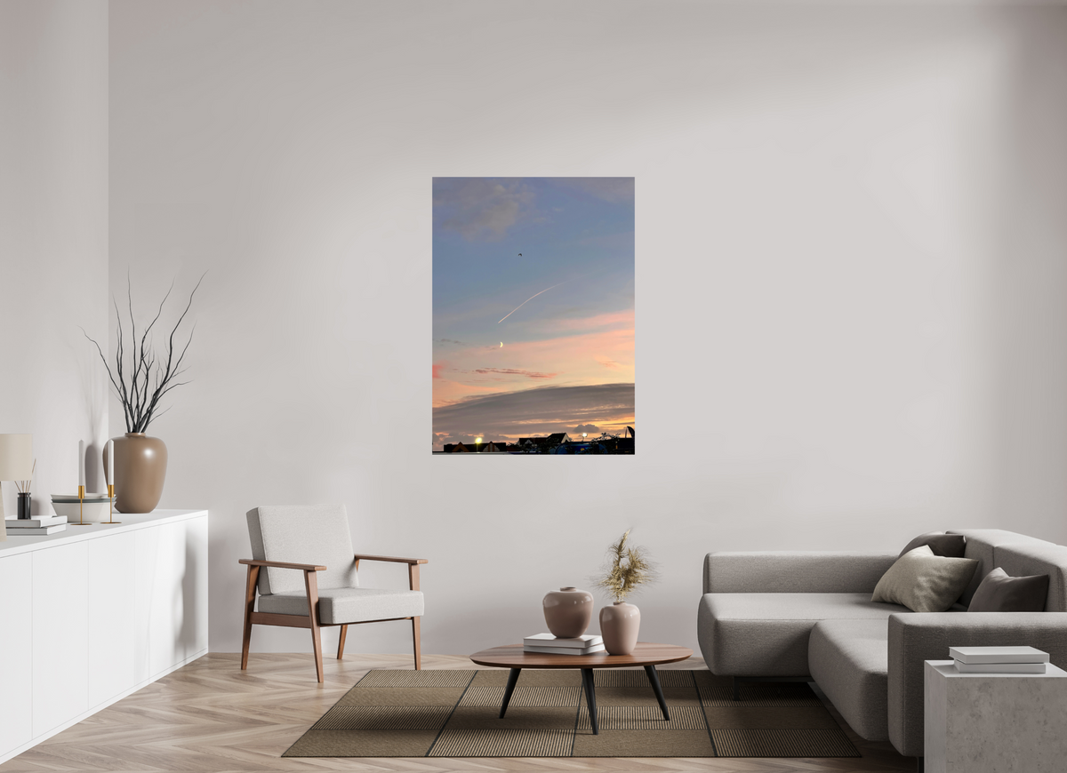 100 x 137.3 cm, Fine Art Print Crescent Moon Sunset