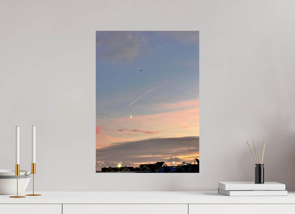 40 x 54.9 cm, Fine Art Print Crescent Moon Sunset