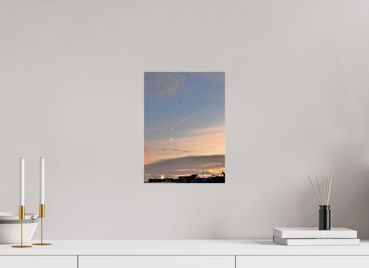 25 x 34.3 cm, Fine Art Print Crescent Moon Sunset